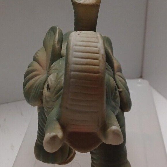 Vintage Pair Of Ceramic Figurine Elephants 10" Textured Trunk Up For Good Luck - Picture 7 of 15